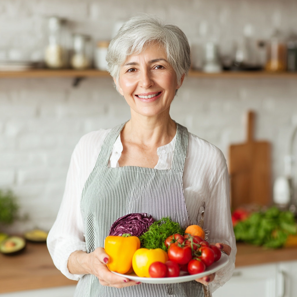 Middle-aged Ukrainian woman consulting with nutritionist about healthy meal planning